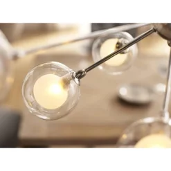 Possini Euro Design Spheres Chrome Chandelier 30" Wide Mid Century Modern Sputnik Glass Shade 15-Light Fixture For Dining Room House Kitchen Island -Home Lighting GUEST 7f54a568 d2c8 4a2e b044 744a789c074f