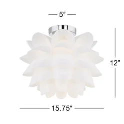 Possini Euro Design Modern Ceiling Light Semi Flush Mount Fixture 15 3/4" Wide White Flower For Bedroom Kitchen Living Room Hallway Bathroom House -Home Lighting GUEST 805483ca a05e 4115 b5ea 29bd54d64fed