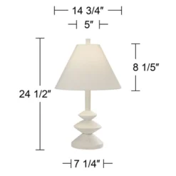 360 Lighting Modern Table Lamps 24 1/2" High Set Of 2 White Sculpture Fabric Cone Shade For Bedroom Living Room House Home Bedside Nightstand Office -Home Lighting GUEST 816bce20 d614 49d0 9ef7 19521f5dc81b