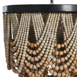 Metal Chandelier With Draped Wood Beads Light Beige - Storied Home 10 Metal Chandelier With Draped Wood Beads Light Beige - Storied Home -Home Lighting GUEST 81fb6b61 cb83 4e7d b8b5 469b2f9a7eab