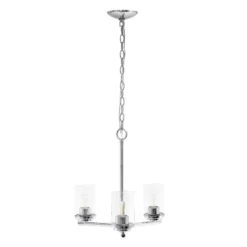 3-Light 15" Classic Contemporary Clear Glass/Metal Hanging Pendant Chandelier - Lalia Home -Home Lighting GUEST 824f9088 b222 463c 93ab 8cf0bb2b85b3