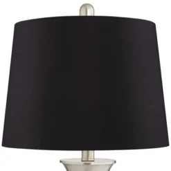 360 Lighting Seymore Modern Table Lamps 26" High Set Of 2 Silver With USB Charging Port LED Touch On Off Black Faux Silk Drum Shade For Bedroom Desk -Home Lighting GUEST 83393dd1 3975 43ce 8b86 73cddd954b2f