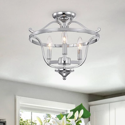 15" X 15" X 13" Karl Semi Flush Mount Ceiling Light Silver - Warehouse Of Tiffany 3 15" X 15" X 13" Karl Semi Flush Mount Ceiling Light Silver - Warehouse Of Tiffany