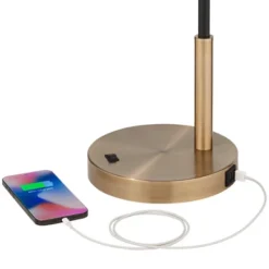 360 Lighting Colborne Modern Mid Century Desk Table Lamp 28" Tall Antique Brass Black With USB Charging Port LED For Bedroom Living Room Bedside Kids -Home Lighting GUEST 86a563e5 0152 41a0 be97 a09f9236d93f