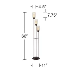 Franklin Iron Works Libby Modern Industrial Tree Floor Lamp 66" Tall Oiled Bronze Metal 3 Light Dimmable LED Amber Seedy Glass For Living Room Bedroom -Home Lighting GUEST 87145072 6ac1 467f ab44 691216fc66e4