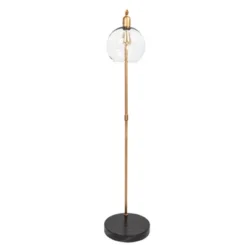Metal And Wood Floor Lamp With Glass Globe Shade Gold - Storied Home -Home Lighting GUEST 8875eb27 3b53 43b2 a17e f1f6e6ffc461