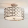 Possini Euro Design Saira Modern Ceiling Light Semi Flush Mount Fixture 16" Wide Brushed Nickel Crystal Organza Drum Shade For Bedroom Kitchen Hallway -Home Lighting GUEST 8938b3f8 d139 431a bcb3 9eddcff6faaa