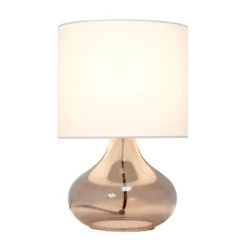 Glass Raindrop Table Lamp With Fabric Shade Smoke Gray - Simple Designs