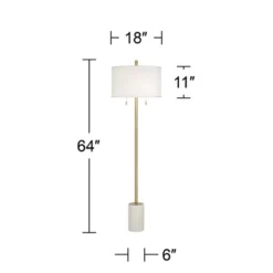 Possini Euro Design Luxe Italian Style Floor Lamp 64" Tall Gold Metal White Linen Drum Shade For Living Room Reading House Bedroom Office -Home Lighting GUEST 89bbcebf 2110 46f5 b1ed b2ce190f59ea
