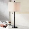 Possini Euro Design Modern Buffet Table Lamp 33" Tall With USB Charging Port Dark Bronze Drum Shade For Bedroom Living Room Office -Home Lighting GUEST 8a2cbf08 46a0 40b1 a662 162384bbf3c5