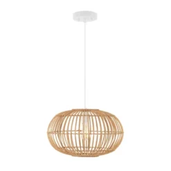17.5" 1-Light Leo Farmhouse Coastal Rattan LED Pendant Brown - JONATHAN Y -Home Lighting GUEST 8b7e7c4a eb2c 4f16 87a2 febfa503fe3e