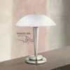 360 Lighting Deco Modern Accent Table Lamp 17" High Brushed Steel Touch On Off White Glass Dome Shade For Bedroom Bedside Nightstand Office Family -Home Lighting GUEST 8bad7340 05b0 44d3 b000 ae489f25a053