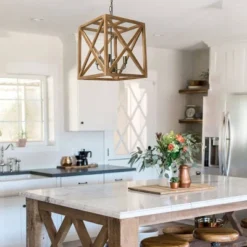 Metal/Wood Chandelier Natural Brown - Storied Home -Home Lighting GUEST 8c16d1e1 ce79 4c06 8cc7 f4a1a9e0c927