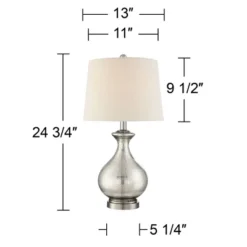 360 Lighting Albert Modern Table Lamp 24 3/4" High Mercury Glass Gourd Oatmeal Drum Shade For Bedroom Living Room Bedside Nightstand Office Kids House -Home Lighting GUEST 90136717 02c2 4e0c adb0 1aa993974e95