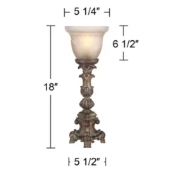 Regency Hill French LED Uplight Desk Table Lamp 18" High Beige Wash Candlestick Alabaster Glass Shade For Bedroom Bedside Office -Home Lighting GUEST 910fafbb 020c 4662 aaae 061aa96e0b35