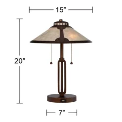 Franklin Iron Works Samuel Industrial Desk Lamp 20" High Rubbed Bronze With USB Charging Port Natural Mica Shade For Bedroom Living Room Bedside Desk -Home Lighting GUEST 927ea892 13f7 4263 9b9a 603311417e0c