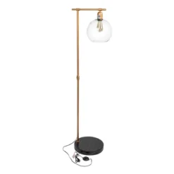Metal And Wood Floor Lamp With Glass Globe Shade Gold - Storied Home -Home Lighting GUEST 953e7b52 83fe 4938 ab6f 55d50b20b76f