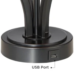 360 Lighting Heather Modern Industrial Table Lamps Set Of 2 With Round Risers 27 1/4" Tall Dark Iron USB Charging Port Iron Burlap Drum Shade For Desk -Home Lighting GUEST 960f8063 a35b 4b86 a1af bd4e3371c9a5