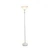 1-Light Classic Torchiere Floor Lamp With Marbleized Glass Shade White - Lalia Home -Home Lighting GUEST 9627169f 01df 4fdd 9963 6bd27d386011