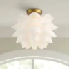 Possini Euro Design Modern Ceiling Light Semi Flush Mount Fixture White Flower Gold Metal 15 3/4" Wide Living Room Bedroom Kitchen -Home Lighting GUEST 97aba4d1 b8bc 4a3c 9856 5d7e7b03a75a