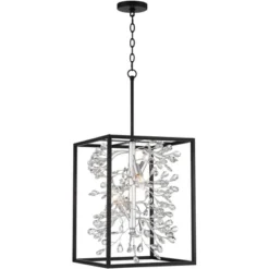 Possini Euro Design Black Silver Pendant Chandelier 15 1/4" Wide Modern Clear Crystal Flower Vine 4-Light Fixture For Dining Room House -Home Lighting GUEST 99db8f24 c254 4107 8bfb 1b186ddf050c