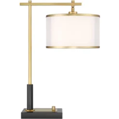Possini Euro Design Possini Euro Hayven Desk Lamp With Dual USB Ports In Warm Gold With Black -Home Lighting GUEST 9b0b2328 3f56 4392 b671 8912b9f668ac