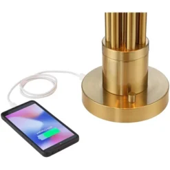 Possini Euro Design Possini Euro® Granview Desk Lamp With Glass Shade And Dual USB Ports -Home Lighting GUEST 9b40a92d 393d 489d 8ea1 114efb01132f