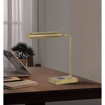 17.5" Metal LED Desk Lamp With Wireless Charging Antique Brass (Includes LED Light Bulb) - Cal Lighting 3 17.5" Metal LED Desk Lamp With Wireless Charging Antique Brass (Includes LED Light Bulb) - Cal Lighting
