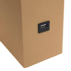 21" Lexington Leather Base Modern Home Decor Bedside Table Lamp With USB Charging Port And Fabric Shade - Lalia Home -Home Lighting GUEST a118a878 1c8f 48a7 9ab3 8a093b7f0977