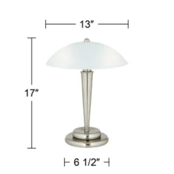 360 Lighting Deco Modern Accent Table Lamp 17" High Brushed Steel Touch On Off White Glass Dome Shade For Bedroom Bedside Nightstand Office Family -Home Lighting GUEST a14d70b2 4bc8 4819 97eb c87ec392f7f2