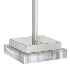 360 Lighting Andre Modern Table Lamps Set Of 2 With Square Risers 28 1/4" Tall Silver Metal USB And AC Power Outlet In Base White Drum Shade For Desk -Home Lighting GUEST a153ef32 24ab 4fa1 8395 16c956d4203d