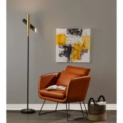 LED Vega Torchiere Black/Brass (Includes LED Light Bulb) - Adesso