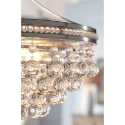 Vienna Full Spectrum Wohlfurst Brushed Nickel Pendant Chandelier 20 1/4" Wide Clear Crystal 5-Light Fixture For Dining Room House Foyer Kitchen Island -Home Lighting GUEST a1dd62e4 c702 4237 9968 8d38cc77eb51