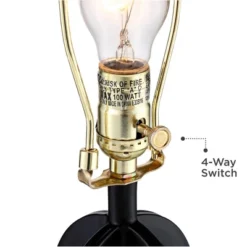 360 Lighting Marcel Industrial Table Lamps 24 1/4" High Set Of 2 With USB Charging Port And Nightlight LED Black Drum Shade For Bedroom Bedside Desk -Home Lighting GUEST a2307e8f 3faf 448c a0fd 7ffba43a7510