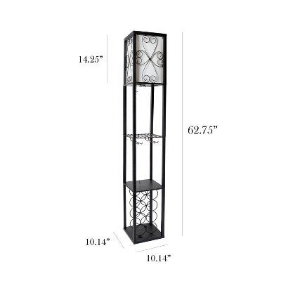 Etagere Organizer Storage Shelf Floor Lamp With Linen Shade Black - Simple Designs 4 Etagere Organizer Storage Shelf Floor Lamp With Linen Shade Black - Simple Designs - Image 2