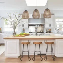 30" LED 3-Light Seagrass/Metal Ibiza Island Coastal Pendant Oil Rubbed Bronze/Natural - JONATHAN Y -Home Lighting GUEST a318ba44 9170 4cb2 b9e8 032ee37924b9