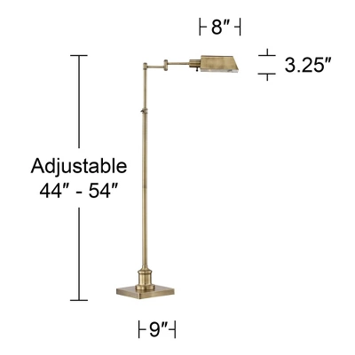 Regency Hill Jenson Traditional Pharmacy Floor Lamp With Black Riser 54" Tall Aged Brass Adjustable Swing Arm Metal Shade For Living Room Reading 7 Regency Hill Jenson Traditional Pharmacy Floor Lamp With Black Riser 54" Tall Aged Brass Adjustable Swing Arm Metal Shade For Living Room Reading - Image 5