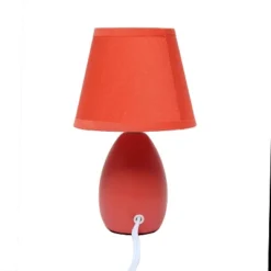 9.45" Petite Ceramic Oblong Bedside Table Desk Lamp With Matching Tapered Drum Shade Orange - Creekwood Home -Home Lighting GUEST a3b97f0a f307 497a 919d 6bb40c471255