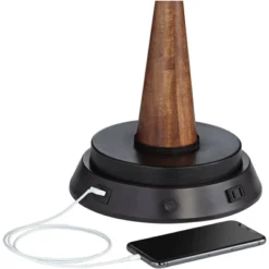 360 Lighting Modern Table Lamp With Dimmable USB And Outlet Workstation Base 24.5" High Bronze Tan Fabric Cylinder For Living Room Desk Bedroom -Home Lighting GUEST a3ecd351 2035 4094 a9bc 1b43876d0a1e 1