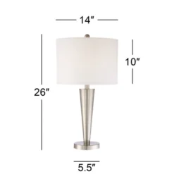 360 Lighting Geoff Modern Table Lamps 26" High Set Of 2 Brushed Nickel With USB Charging Port White Drum Shade For Bedroom Living Room Bedside Desk -Home Lighting GUEST a4bf76ba f301 455b 9239 e43c0184b1bc