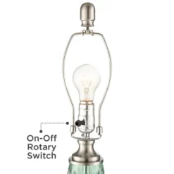 360 Lighting Julia Modern Table Lamp 26 1/2" High Green Glass White Drum Shade For Bedroom Living Room Bedside Nightstand Office Kids Family House -Home Lighting GUEST a6be20f6 c3b1 45ac a643 ffbda47c5dc4