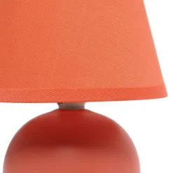8.66" Petite Ceramic Orb Base Bedside Table Desk Lamp With Matching Tapered Drum Fabric Shade Orange - Creekwood Home -Home Lighting GUEST a6c72af2 425e 4f93 9b34 8f16805766b8