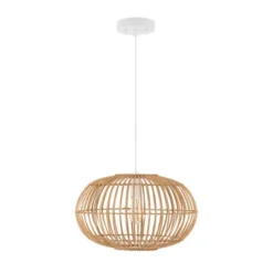 17.5" 1-Light Leo Farmhouse Coastal Rattan LED Pendant Brown - JONATHAN Y -Home Lighting GUEST a7a5f422 0a06 4018 a473 638794c334c5