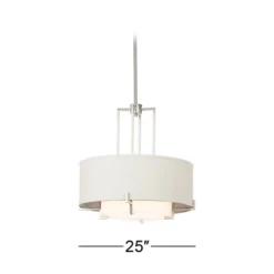 Possini Euro Design Concentric Brushed Nickel Pendant Chandelier 25" Wide Modern White Fabric Drum 4-Light For Dining Room House Foyer Kitchen Island -Home Lighting GUEST a7b95aa3 19d4 4d93 bd0b 2641cbcb0e44