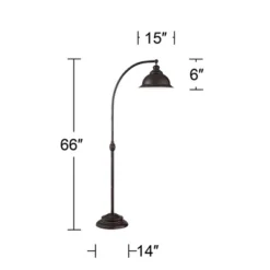 Franklin Iron Works Wyatt II Industrial Rustic Farmhouse Arc Floor Lamp 66" Tall Dark Bronze Brown Metal For Living Room Reading Bedroom Office House -Home Lighting GUEST a82b0152 c241 4c25 a82b c9ec72fef0d1