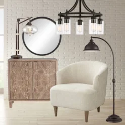 Franklin Iron Works Wyatt II Industrial Rustic Farmhouse Arc Floor Lamp 66" Tall Dark Bronze Brown Metal For Living Room Reading Bedroom Office House -Home Lighting GUEST a87803e4 bc27 4712 ba99 b04be4397429