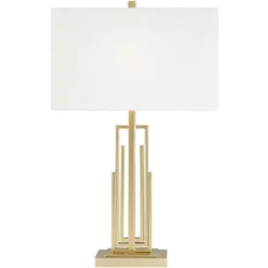 360 Lighting Sonia Modern Table Lamps 29 1/2" Tall Set Of 2 Gold Metal With Dual USB Charging Ports White Rectangular Shade For Bedroom Living Room -Home Lighting GUEST aa9df019 6779 4458 b0fb e2101a1996ee