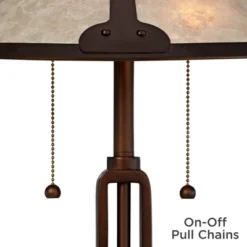 Franklin Iron Works Samuel Industrial Desk Lamp 20" High Rubbed Bronze With USB Charging Port Natural Mica Shade For Bedroom Living Room Bedside Desk -Home Lighting GUEST ab629bb9 af69 4967 9eff c64bd284bd4a