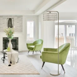 61.5" Quigley Silver Drum Shade Floor Lamp - River Of Goods -Home Lighting GUEST addfda99 31d6 4699 afcc f4d4886631b4