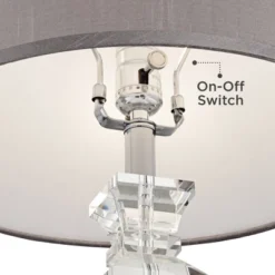 Vienna Full Spectrum Traditional Table Lamp With USB Charging Port 25" High Crystal Gray Shade Living Room Desk Bedroom House Bedside -Home Lighting GUEST ae02a988 f0e2 4f95 97b2 70960df6d2e6